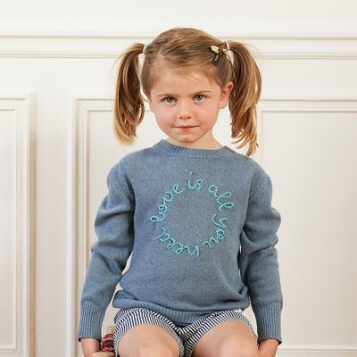 Kid sweater heather blue 'love is all you need'