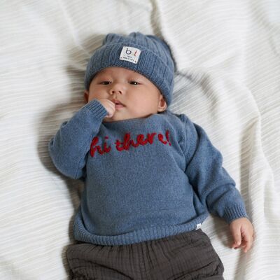 Baby sweater heather blue - to customize -