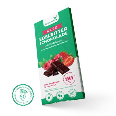 Keto Edelbitter Schokoladentafel mit Waldbeeren | 60% Kakao
