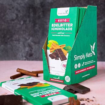 Barre de chocolat noir Keto à la cannelle | 60% de cacao | paquet de 12 2