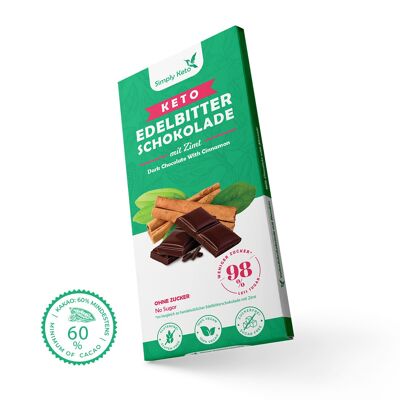 Barretta di cioccolato fondente Keto con cannella | 60% cacao