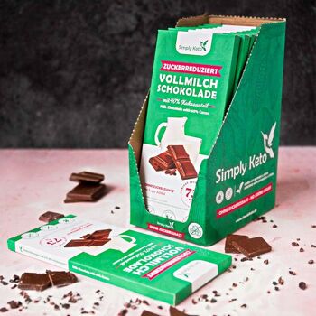 Tablette de chocolat au lait entier allégé en sucre | 40% de cacao | paquet de 12 2