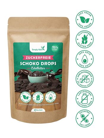 EDELBITTER Gouttes de Chocolat 750g (Erythritol) | Pack économique 5