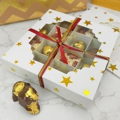 100 x White Window Sweet Box With Gold Star Design & Inserts