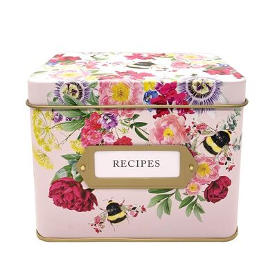 Bee Recipe Tin with 50 x Recipe Cards and 12 x Dividers by Lola Design