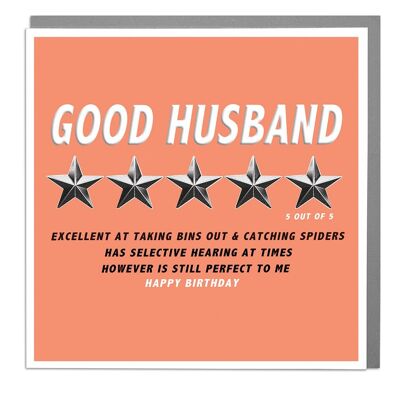 Husband Five Star Birthday Card by Lola Design