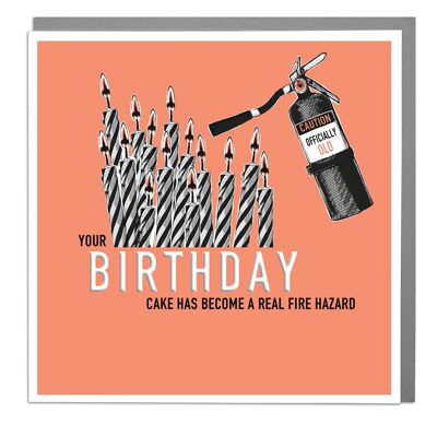 Your Birthday Cake Has Become A Fire Hazard Birthday Card by Lola Design