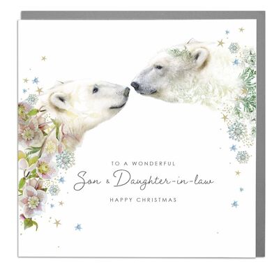 Kissing Polar Bears Son And Daughter-In-Law Christmas Card by Lola Design