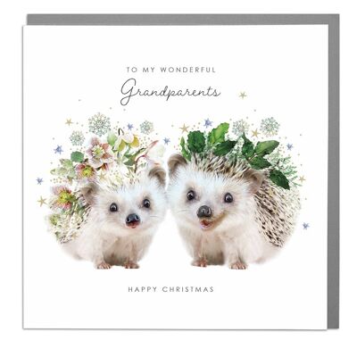 Two Hedghogs Grandparents Christmas Card by Lola Design