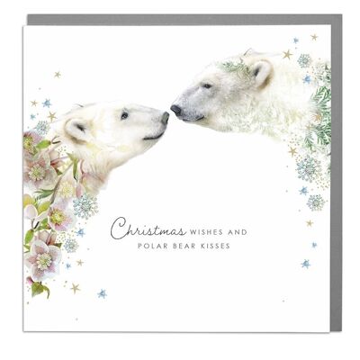 Two Polar Bears Kisses Christmas Card by Lola Design