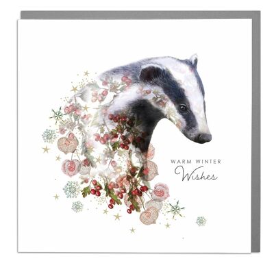 Badger Christmas Card by Lola Design