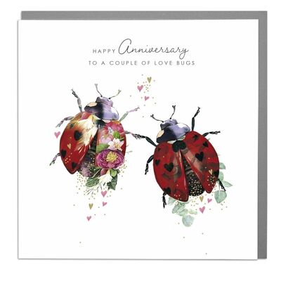 Ladybirds To A Couple of Love Bugs Anniversary Card by Lola Design