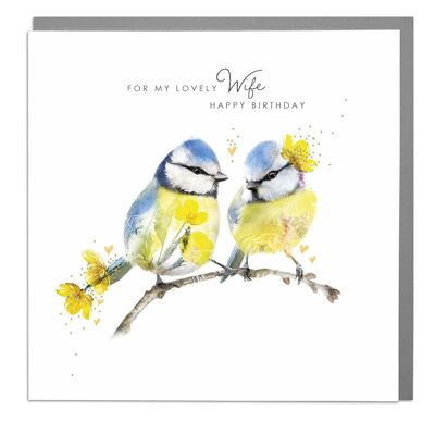 Blue Tit Lovely Wife Birthday Card by Lola Design