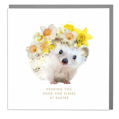 Hedgehog Sending You Hogs And Kisses This Easter Card by Lola Design