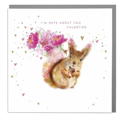 Squirrels I'm Nuts About You Valentines Day Card by Lola Design