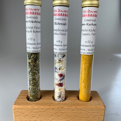 3er Set mit  Blütensalz,Ingwer-Kurkuma-Salz,Kräutersalz