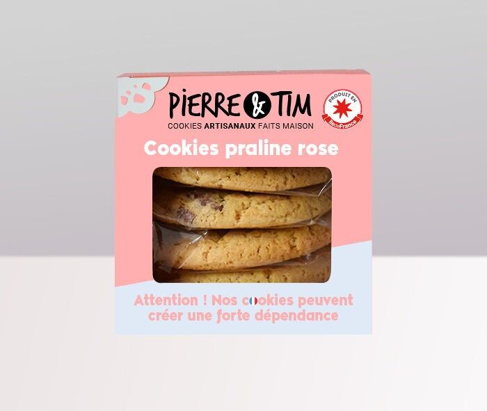 Caja de 5 galletas de praliné rosa