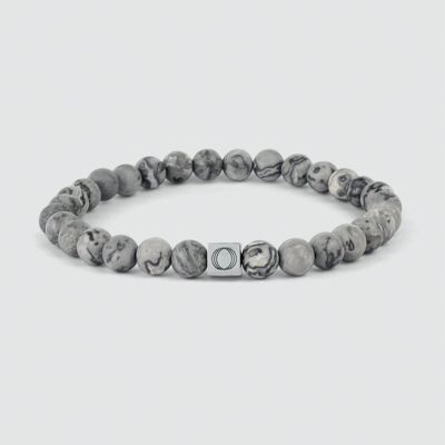 Alrazas - Bracciale con perline grigie da 6 mm