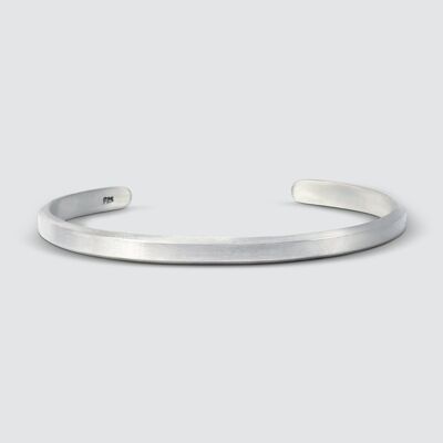 Noor - Bracelet manchette en argent brossé