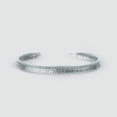 Zahir - Bracelet Fin Plume en Argent Massif