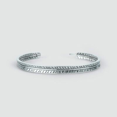 Zahir - Thin Sterling Silver Feather Bracelet