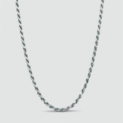 Munir - Collar de cadena de cuerda de plata de ley - 50 cm
