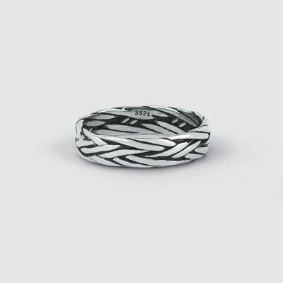 Latif - Bague fine tressée en argent sterling