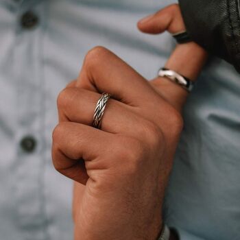 Latif - Bague fine tressée en argent sterling 2