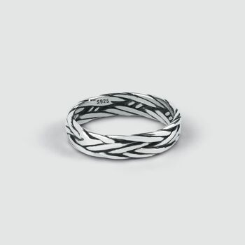 Latif - Bague fine tressée en argent sterling 6