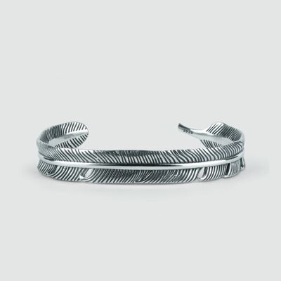 Samee - Thick Sterling Silver Feather Bracelet
