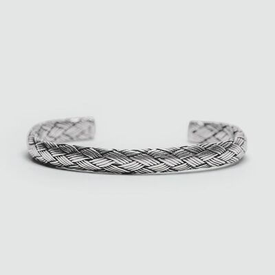 Idris - Braided Silver Cuff Bracelet