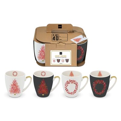 Season's Greetings 4 Mug Set