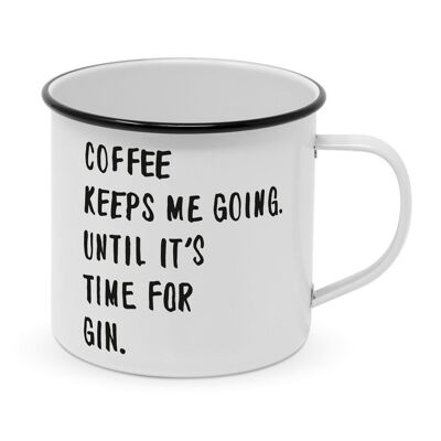 Taza de metal Happy Coffee & Gin