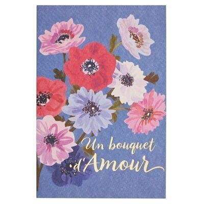 Carte flowerfull or a chaud - bouquet anemones