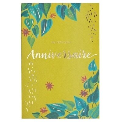 HOT GOLD FLOWERFULL CARD - YELLOW BACKGROUND LEAVES