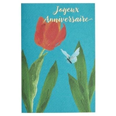 Carte flowerfull or a chaud - tulipe rouge