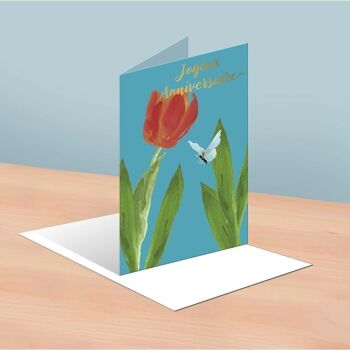 Carte flowerfull or a chaud - tulipe rouge 3