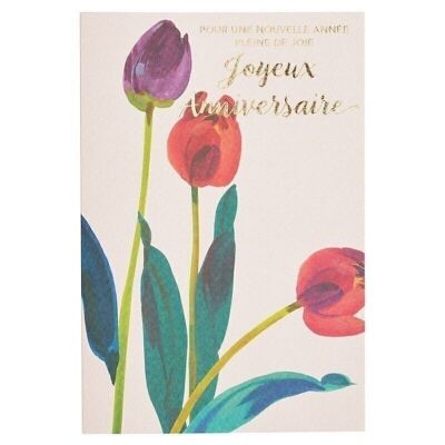 HOT GOLD FLOWERFULL CARD - TULIPS BOUQUET