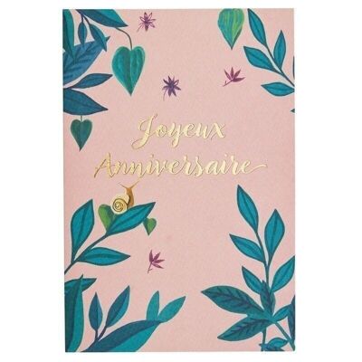 HOT GOLD FLOWERFULL CARD - PINK FOLIAGE