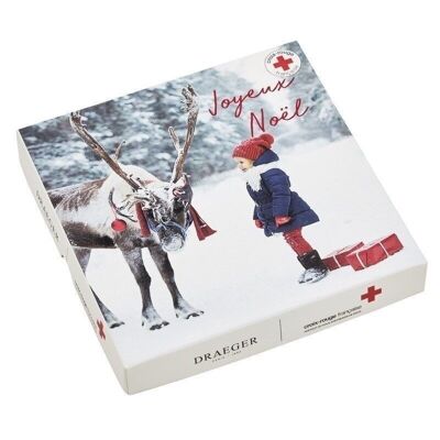 GREETING CARD RED CROSS BOX - REINDEER