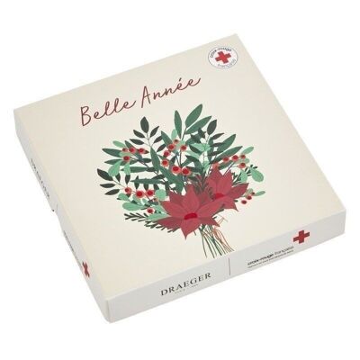 GREETING CARD RED CROSS BOX - HOLLY