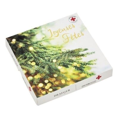 Carte de voeux coffret croix rouge - sapin joyeuses fetes