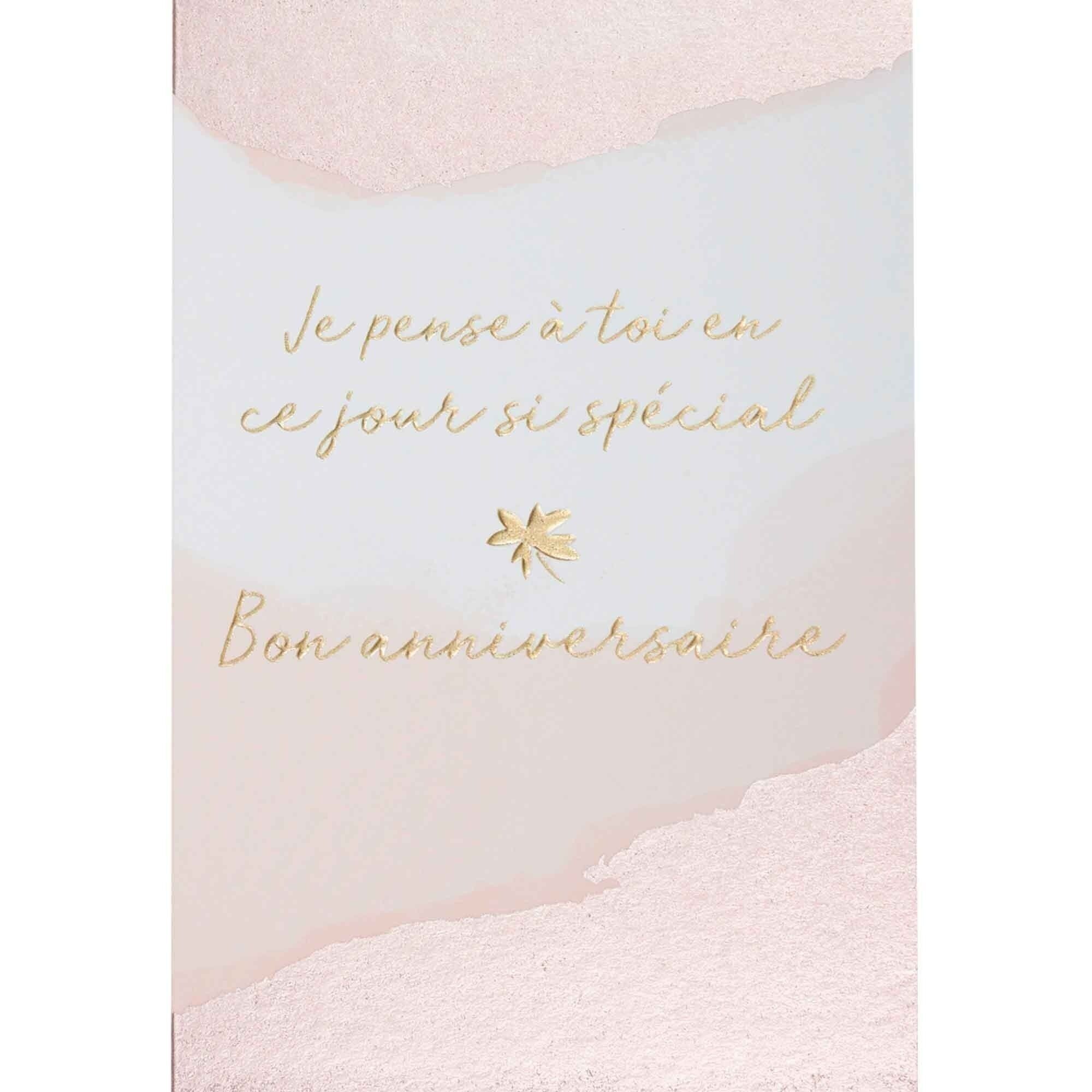 Elegante biglietto pastello: compleanno rosa pastello