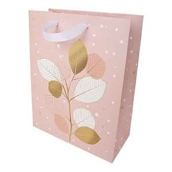 Sac cadeau grand format - pastel feuilles