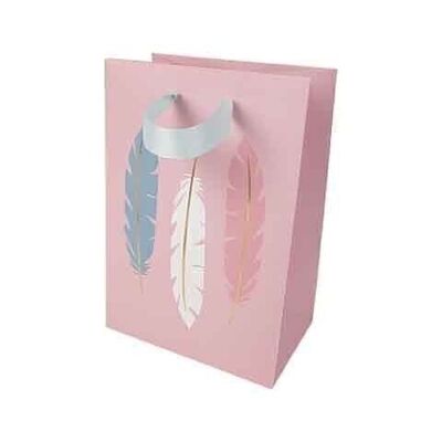 Sac cadeau petit format - pastel plumes