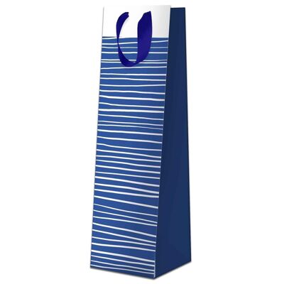 BOTTLE GIFT BAG - STRIPED BLUE