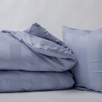 Housse de couette en satin 100 % coton, bleu clair, dimensions : 140 x 200 cm