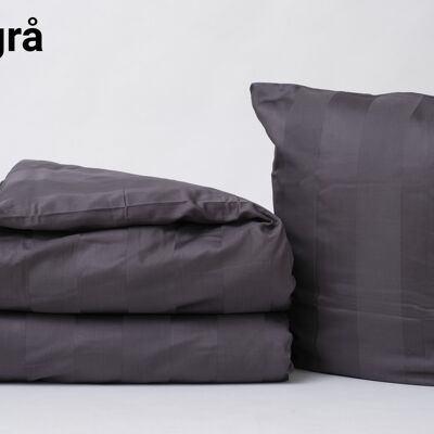 Funda nórdica en satén 100% algodón, gris oscuro, tamaño: 140 x 220 cm