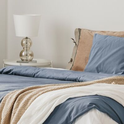 Bettbezug aus 100 % Baumwollsatin, ganzfarbig: hellblau, Größe: 140 x 200 cm