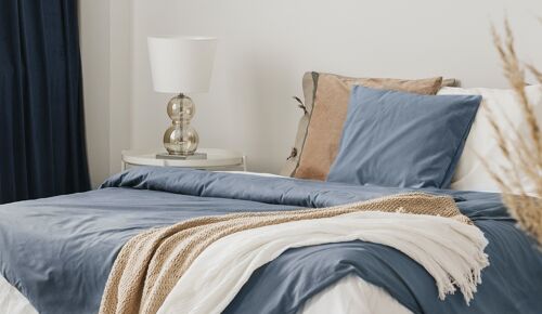 Duvet cover in 100 % cotton satin, whole colour: light blue, size: 140 x 220 cm